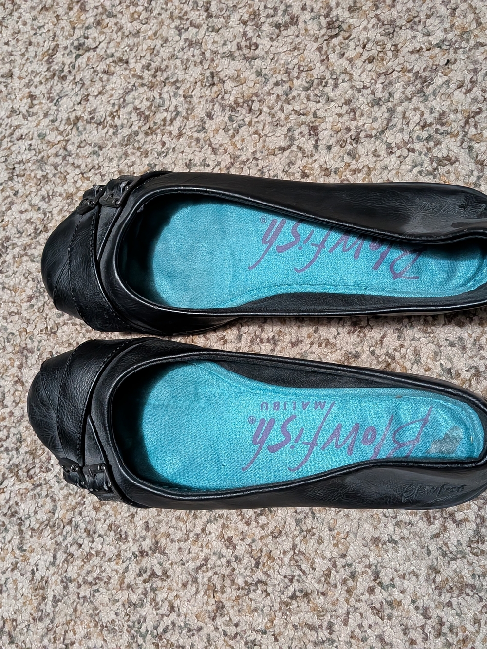 Blowfish Black Ballet Flats with Turquoise Insole